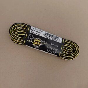 New Dr. Martens Yellow & Black Round Laces 140cm Made In UK 8-10 Eyelets